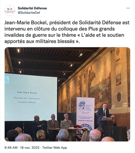 COLLOQUE 2022 - INTERVENTION DU PRÉSIDENT DE SOLIDARITÉ DÉFENSE